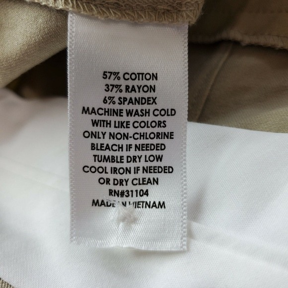 CC - Crown & Ivy Womens Cary Dress Pants Trousers 12 Short Petite Khaki Tan NWT - Picture 6 of 9